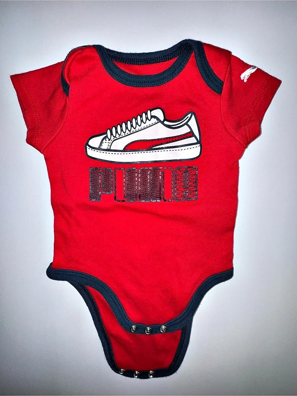 Puma Infant Sneaker Graphic Short Sleeve Bodysuit Red